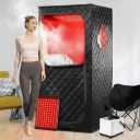 Infrared Red Light Therapy Sauna, Portable Steam and Infrared Sauna for Home, Full Body Sauna Tent for Relaxation, Large Infrared Sauna Box with 660nm Red Light, 3L&1100W Sauna Steamer