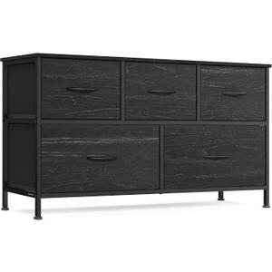 SONGMICS BELLAH Collection - Dresser for Bedroom, Chest of Drawers, Storage Organizer Unit, Closet, Entryway, Steel, 5 Drawers, Modern, Ebony Black ULGS322BE02S, 11.8"D x 38.9"W x 20.6"H