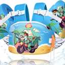 Toddler Floaties, Kids Swim Vest for 22-66 Lbs, Arm Floaties with Adjustable Straps Swim Floats & Arm Band Suitable for Water Sports Pool Swimming Safety for Infant 2,3,4,5,6,7 Years (Dinosaur-Blue)