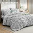 Bedsure Queen Comforter Set Light Grey - Bed in a Bag Queen Size Bedding 7 Pieces, GentleSoft Pintuck Bed Set Gift for Family, Pinch Pleat All Season Comforter with Sheets, Pillowcases & Shams