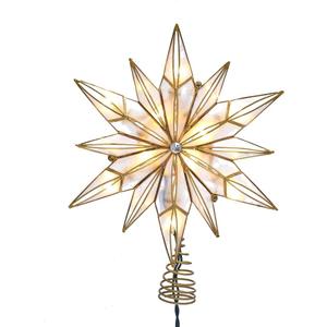 Kurt Adler 10-Light 12-Point Capiz Star and Center Gem Treetop