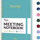 Taja Meeting Notebook for Work Organization - Work Planner Notebook with Action Items, Agenda Planner for Note Taking, 160 Pages (6.9" X 9.9") Project Organizer for Men & Women - Blue