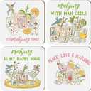 4 Pcs Mahjong Coasters 3.94 x 3.94 Inch Drink Coasters Colorful Mahjong Gifts and Accessories for Mahj Cocktail Cup Drink Table Game or Game Night Party Supplies Decoration