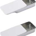 2Pcs Dental Floss Portable Case, Metal Rectangular Sliding Floss Boxes Small Tins with Lids for Travel, Portable Travel Floss Box, Convenient Dental Floss Dispenser 3.15 x 1.96 x 0.54 in (White)