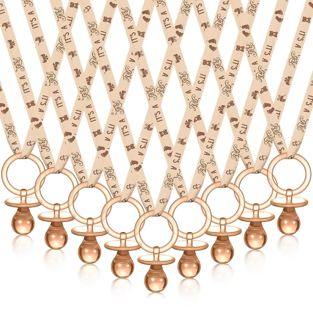 Geiserailie 36 Pcs Baby Shower Pacifiers Necklace Acrylic Pacifiers Necklace Charm Party Favors for Girls Boys Baby Shower Party Decorations Table Scatter(Brown)