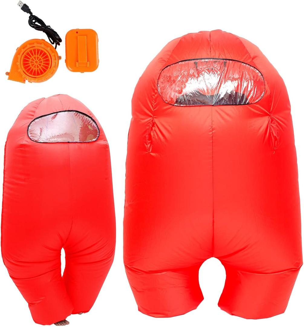 astronaut costume inflatable costume Funny Halloween Spacesuit Party School Masquerade Game Fans (Kids (100-155cm), Red)