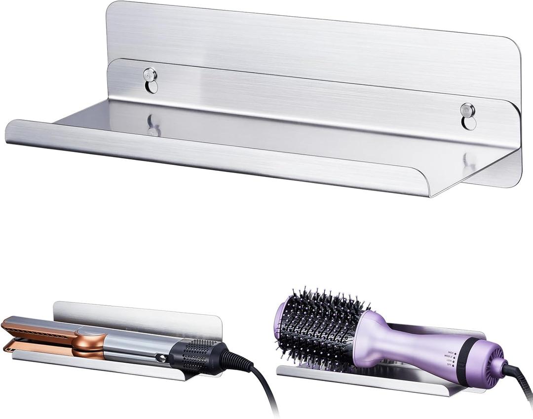 Hair Straightener Wall Mounted, Dryer and Curling Iron Holder Stainless Steel, Adhesive Hair Tool Organizer, Bathroom Bedroom Straighteners Holder for Flat Iron, Dryer Brush,Hairdryer