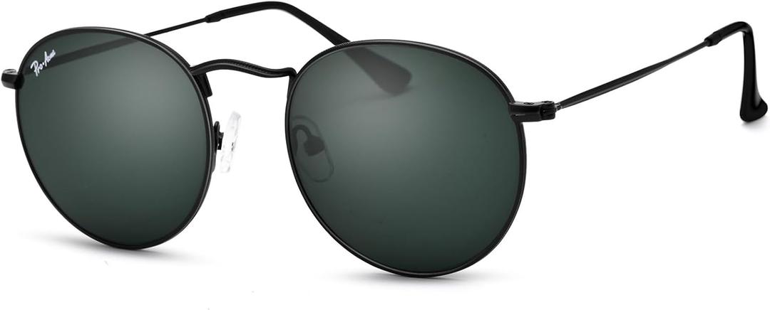 Pro Acme Round Sunglasses Glass Lens Metal Frame Retro Circle Sun Glasses for Women Men