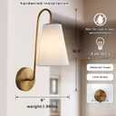 Elegant Design Minimalist Sconce with Linen Shade - Damp Rated in Brass Or Plated Steel, Minimalist Sconce, Damp Rated, Wall Lights, 6" W x 9" D x 16.5" H