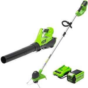 Greenworks 40V Lawn Care Combo Kit, Trimmer & Blower for Edging & Leaf Cleanup, 2.0Ah Battery & Charger (Gas-Free Yard Duo)