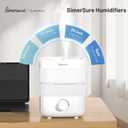 SimerSure Top Fill Humidifier, 2L Water Tank for Bedroom, 28H Long Lasting New White Air Humidifier for Large Room, Ultra Quiet 25dB Cool Mist for Baby, Plants, Office, Easy to Clean & Fill