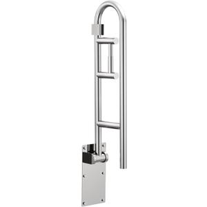 Moen Stainless Safety 30-Inch Flip-Up Bathroom Grab Bar with Integrated Toilet Paper Holder, Wall Mounted Support for Handicapped or Elderly, R8962FD (Peened)