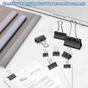 BainGesk 210 PCS Binder Clips Paper Clamps Assorted Sizes, Metal Paper Binder Clips, Black Binding Paperwork Clamp Bulk, 6 Sizes in 6 Boxes, School, Office Supplies