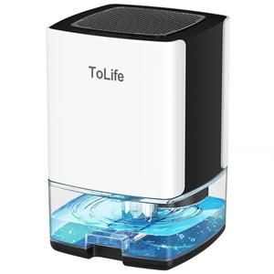 ToLife Dehumidifier 30 OZ Water Tank with Auto-Off 500 sq.ft Portable Small Dehumidifiers for Home Bathroom Bedroom RV Closet Room 7 Colors LED Light, White