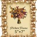 JANDERART Vintage Picture Frame 5x7 Inch, Ornate Antique Photo Frames with Glass Front, Lily Flowers Design, Tabletop & Wall Hanging, Photo Gallery, Gold