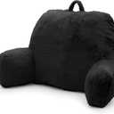 xffzroom Reading Pillow Large Bed Pillow, Backrest with Arms, Back Support for Sitting Up in Bed, Couch for Lounging Bedrest, Black