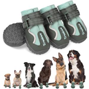 EXPAWLORER 4PCS Anti-Slip Dog Shoes - Waterproof Dog Booties & Paw Protectors with Reflective Straps for Outdoor Cold/Hot Pavement, Indoor Hardwood Floors, Winter Boots for Small Medium Large Dogs (Size 4: 2.48"x2.18" (L*W) (Pack of 4))