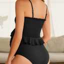 Summer Mae Maternity High Waist Swimsuit Ruffle Hem Bikini Bathing Suit Shirred Bandeau Two Piece Pregnancy Swimwear (Black, XL)
