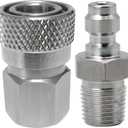 1/8 Inch NPT Female Connector and 8mm Male Plug Fill Nipple Quick-Disconnect Set, Remote Line Male & Female Set for PCP Foster Paintball Airsoft Diving (Stainless Steel)