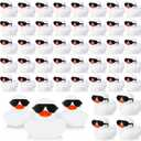 Sosation 36 Packs Mini Rubber Ducks with Sunglasses Sets 2.2 Inch Bath Squeaky Rubber Duckies Cute Float Bathtub Toys for Birthday Party Favors Class Carnival Prizes Car Decor(White)