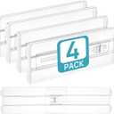 4 Pack Drawer Dividers for Clothes, 4" High 10.2"-16.5" Adjustable Expandable Dresser Drawer Organizer, Clear Plastic Separators for Dresser, Baby Clothing, Underwear, Cosmetic, Toiletries