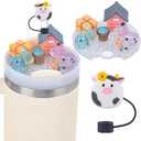 Compatible with Stanley Cup Lid Accessories Charms, Charms for Stanley Cups H2.0 Accessories 30oz 40oz with Silicone Straw Cover Cap for Tumblers