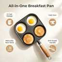 Cast Iron Egg Frying Pan 4 Hole, Omelette Pancake Pan, Fast Breakfast Pan for Eggs Pancakes Plett Crepes, Suitable for Gas Stove & Induction Cookware, Naturally Nonstick with Seasoning, 7.5inch