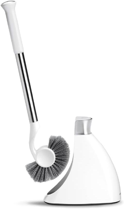 simplehuman Toilet Brush with Caddy, Stainless Steel, White