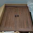 ChooChoo Bathroom Floor Cabinet, Farmhouse Bathroom Storage Cabinet with 4 Doors and Adjustable Shelves, Pantry Cabinet for Living Room, Kitchen, Walnut (11.81"D x 23.62"W x 43.31"H)