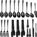 Serving Utensils Set, 20-Piece Stainless Steel Buffet Serving Spoons and Forks for BBQ, Catering, Parties, Weddings, Family Gatherings - Black