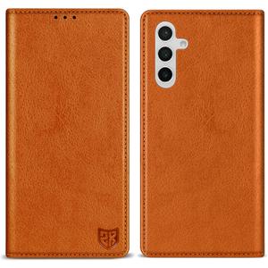 ZZXX for Samsung Galaxy S24 FE Wallet Case with [RFID Blocking] Card Slot Stand Strong Magnetic Leather Flip Fold Protective Phone Case for Samsung Galaxy S24 FE Case Wallet(Brown-6.7 inch)
