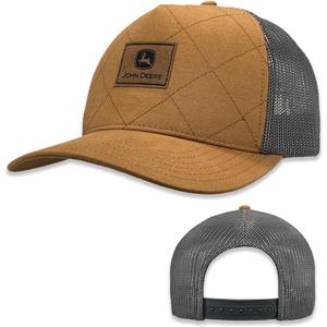 John Deere Mens Quilted Foam-Backed Light Weight Cotton Canvas Mesh Back Trucker Hat