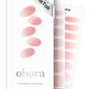 ohora Semi Cured Gel Nail Strips (N Peach Latte) - Pink, Jelly, Works with Any UV/LED Lamps, Salon-Quality, Long Lasting, Easy to Apply & Remove - Includes 2 Prep Pads, Nail File & Wooden Stick