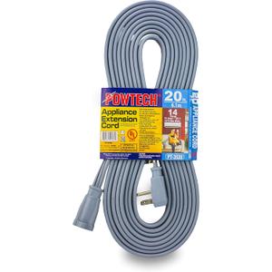 Heavy Duty 20 FT Air Conditioner and Major Appliance Extension Cord UL Listed 14 Gauge, 125V, 15 Amps, 1875 Watts Grounded 3-PRONGED Cord