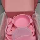 Bluubi Silicone Baby Feeding Set - Infant Tableware for First Foods & Baby, Led Weaning (0+ Months), Easy to Clean, Durable, Perfect for Baby Boy or Girl, Solid Feeding - Pink - Deluxe