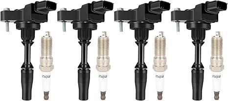 UF550 Ignition Coils & Iridium Spark Plugs 1406 Compatible with Nissan Altima Maxima Murano Pathfinder, for Infiniti FX35 G35 Q50 QX60 3.5L V6, OE Replace# UF550 C1670 22448JA10C (Set of 6)