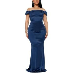 TDiooCor Womens Formal Party Dresses Ruffle High Slit Sexy Evening Curvy Wrap Long Black Dresses, Medium