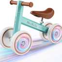 Baby Balance Bike for 1 Year Old Boys Girls Colorful Lighting 10-24 Months Push Toddler Toys Bicycle,4 Wheels First Bike for Kid's 1-2, Pre-School Children Ride on Walker First Birthday Gifts (Green)