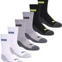 PUMA boys 6 Pack Cut Crew Socks, White/ Grey/ Black, 7-8.5 US