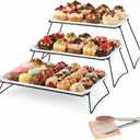 Extra Large 3 Tier Serving Tray Set, 35.43" x 16.14" x 10" Cupcake, Fruit, Cookie, and Dessert Display Stand — White Melamine Tiered Platters for Parties, Buffets & Events