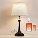 19.7'' Touch Table Lamps for Living Room, Small Lamp for Bedroom with USB C+A Ports, Dimmable Touch Lamps, Reading Desk Lamp for Office, Metal Bedside Lamps, Bulb Included, 1pcs, Black