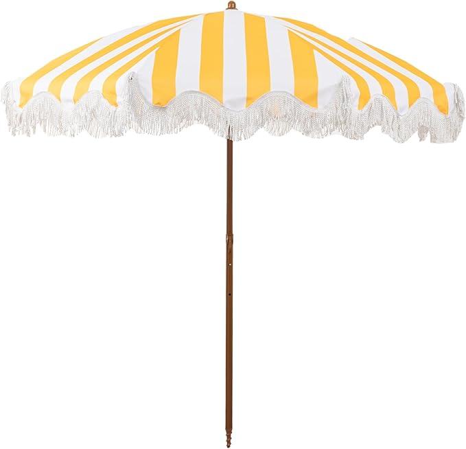Rayjee 6.5FT Outdoor Patio Umbrella with Fringe, Boho Beach Umbrella