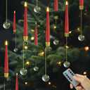 AFINETH Christmas Tree Candles with Remote, Red Battery Operated Christmas Candles, LED Candlesticks for Xmas Tree Decoration