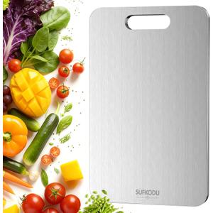 Titanium Cutting Board, 100% Pure Titanium Cutting Boards for Kitchen, Double-sided Titanium Cutting Boards,Separate Raw and Cooked Food Areas,Non-Toxic,Dishwasher Safe 13L  8W (Sliver)