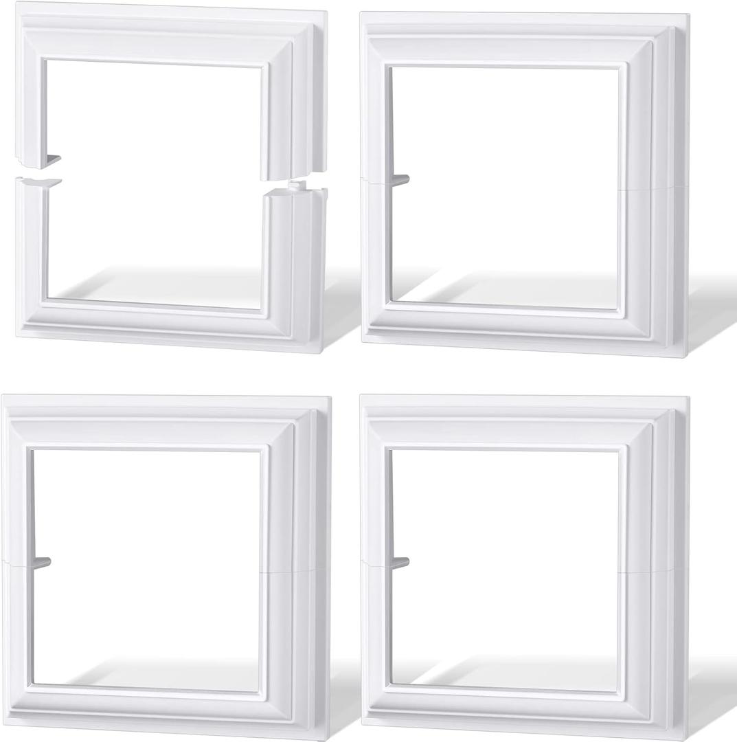 Taiyin 4 Packs 4 x 4 Inch Vinyl Post Skirt Split Style Vinyl Fence Post Skirt White PVC Posts Column Wraps Porch Two Piece England Base Trim Ring Railing for Hand and Stair Rails