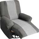 Lavish Cover Jacquard Recliner Chair Cover, Stretch Recliner Slipcover, Lazy Boy Recliner Sofa Protector, Furniture Cover for Pets and Scratches (Recliner, Dark Grey + Light Grey)