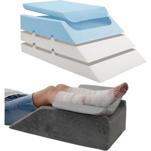 LOFE Leg Elevation Pillows for After Surgery - Adjustable Knee Replacement Pillow 6 Heights, Cooling Leg Wedges for Elevation for Swelling, Double Leg Pillow for Knee Surgery Recovery (Grey)
