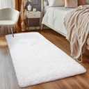 FVVRAX 2x6 ft Ultra Soft Shag Area Runner - Plush Fluffy Non-Shedding Rug for Bedroom & Living Room, Modern Home Decor Bedside Carpet for Kids Nursery Dorms, Easy Clean, White