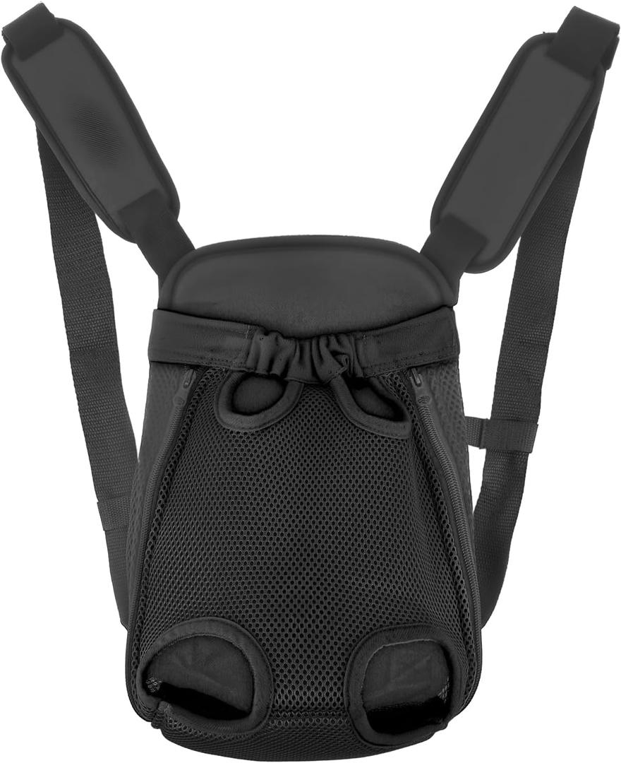 Inspack Dog Backpack Carrier/Cat Carrier, Adjustable Pet Front Carriers Travel Bag for Puppy Medium Dogs, Legs Out, Soft Ventilated Doggie Chest Carry Backpacks for Hiking/Camping, 10-16 lbs, Black
