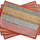 Maison d' Hermine Placemats Set of 4 100% Cotton Washable Cloth Place Mats Reusable Table Mats for Kitchen Dining Party Wedding Valentines Day Decorations Spring/Summer (Provence, 13" x 19")